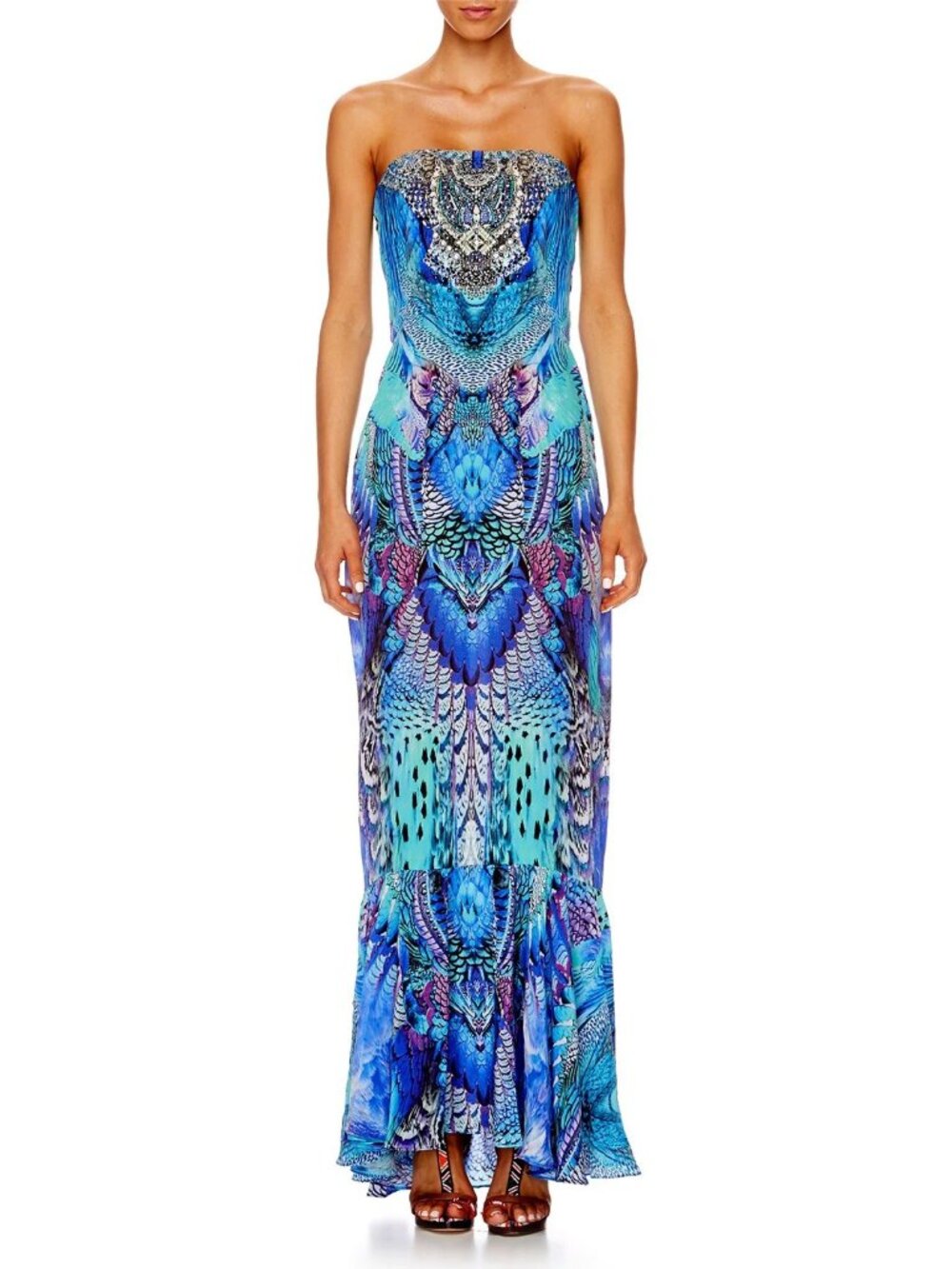 RARE! Camilla Moon Dance Strapless Mermaid Dress with Frill Hem Size 8 XS